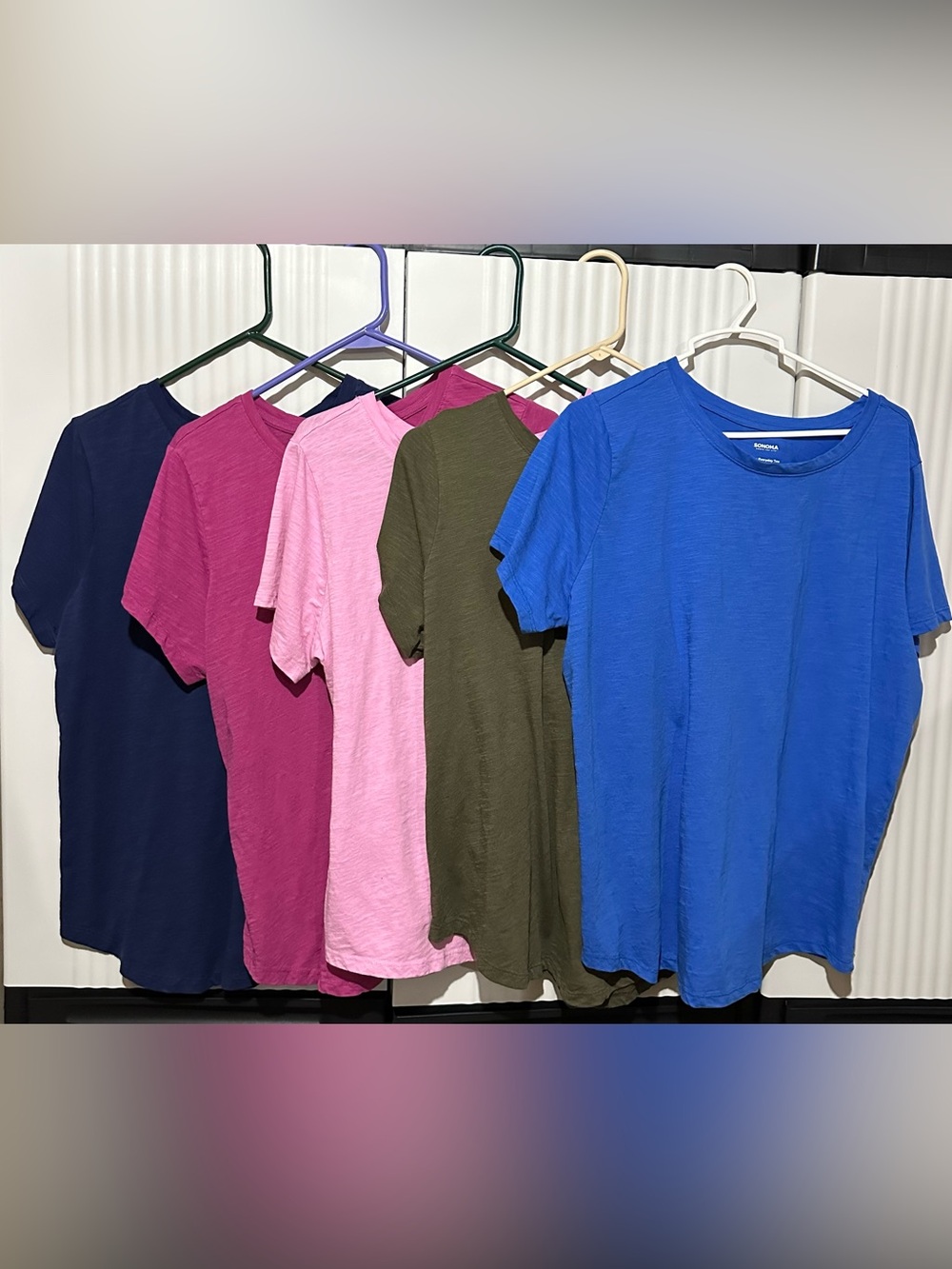 Sonoma Short Sleeve Crew Tee in Blue, Navy, Magenta, Pink & Olive XL/0X set of 5